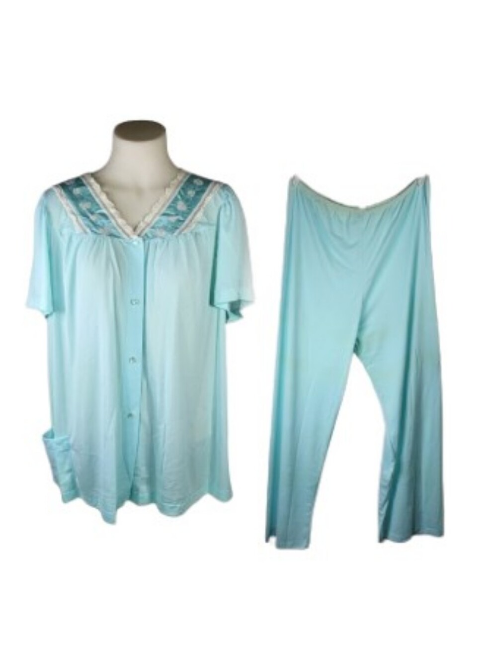 Shadow Line Green Silky Pajama Set Sz 40